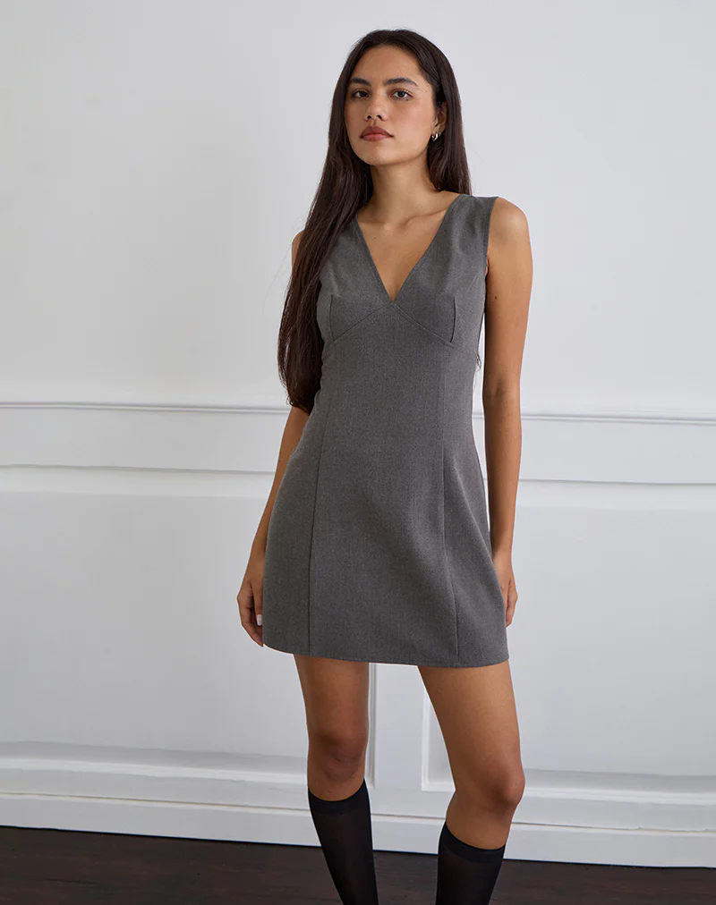 Thaif Mini Dress in Tailoring Charcoal - Image 3