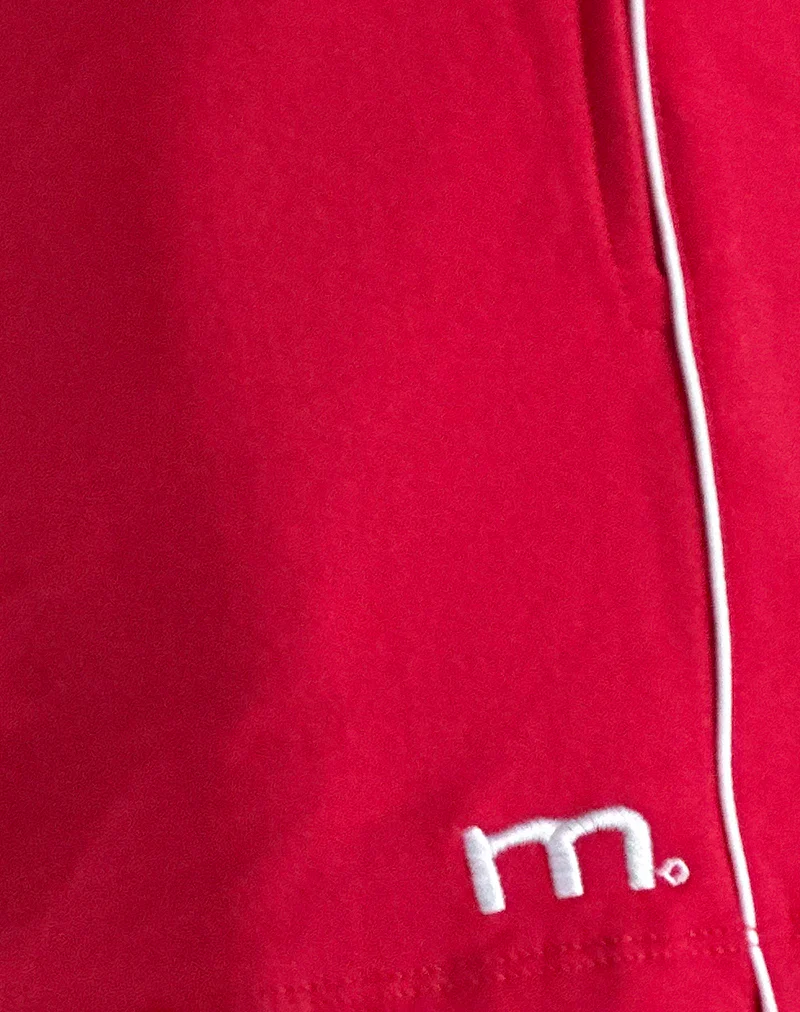 Thera Shorts in Tango Red with Off White Piping and M Emb - Image 6