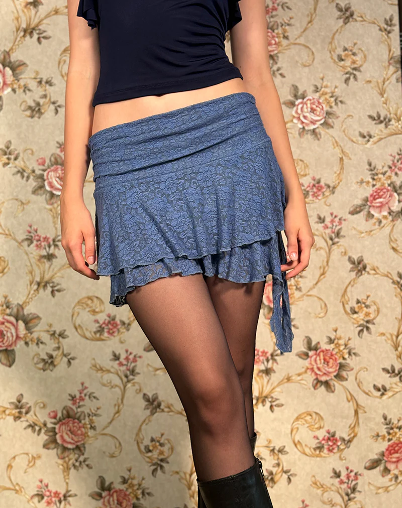 Theri Frill Mini Skirt in Moonlight Blue - Image 4
