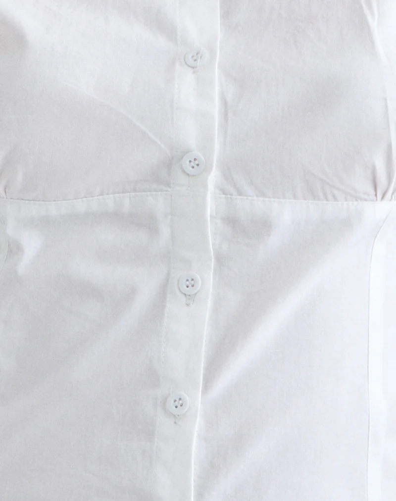 Thrine Puff Sleeve Shirt in Poplin White - Image 5