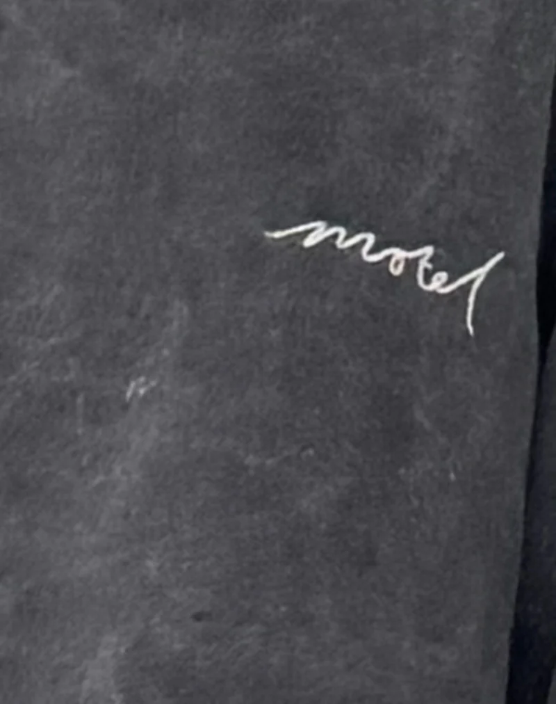 Tillie Jumper in Black Wash with Off White 'MOTEL' Embroidery - Image 6