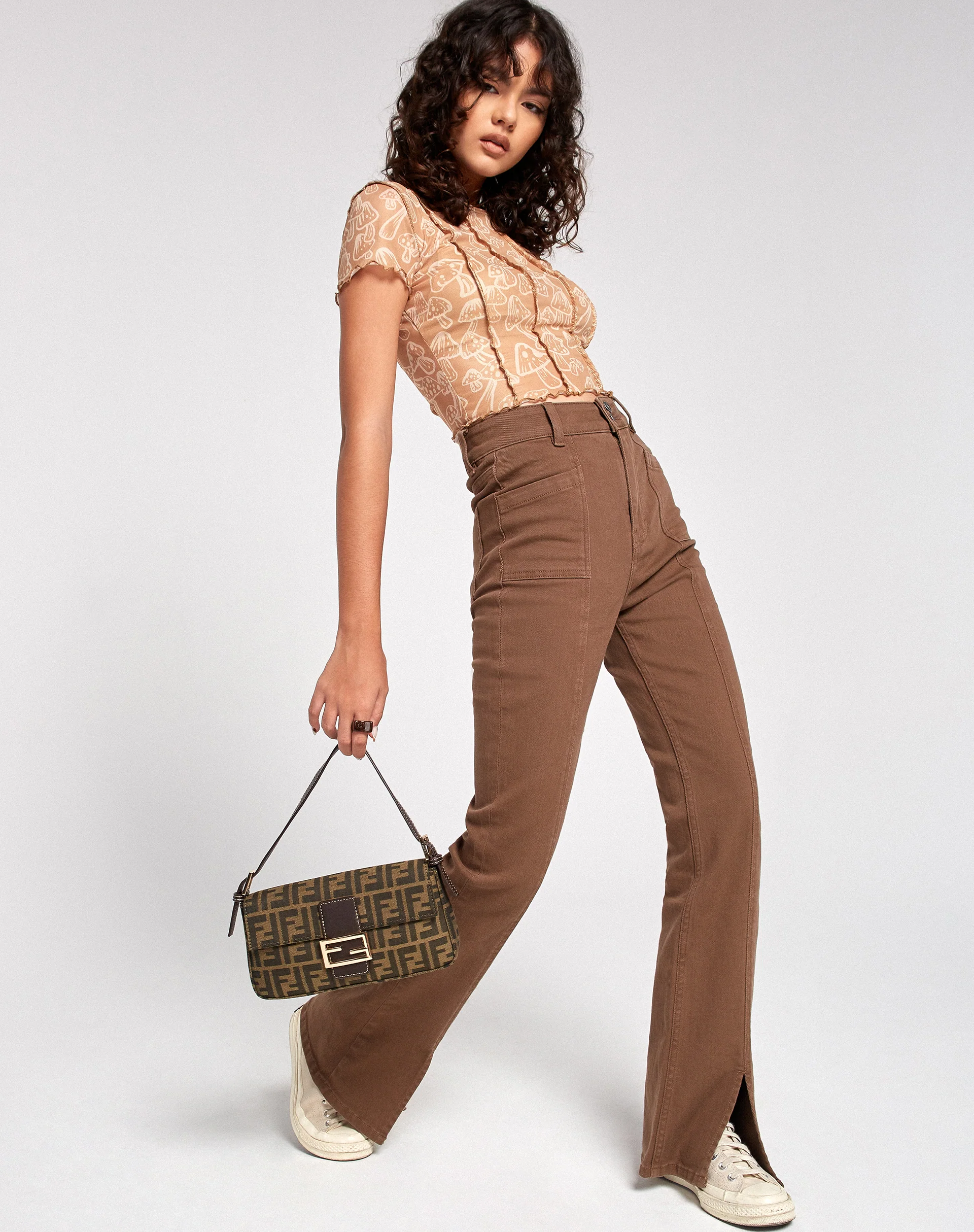 Tinara Crop Top in Tan Mushroom - Image 2