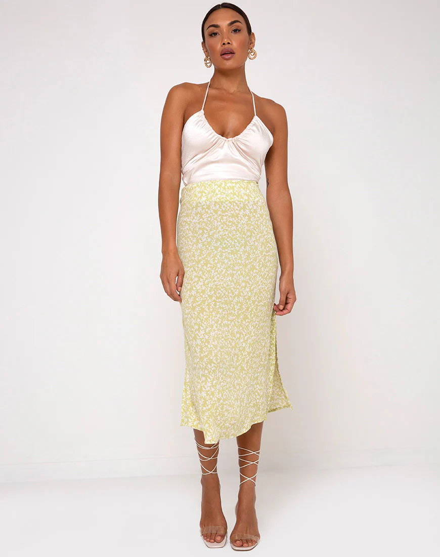 Tindra Midi Skirt in Crinkle Botanic Mint Foam - Image 4