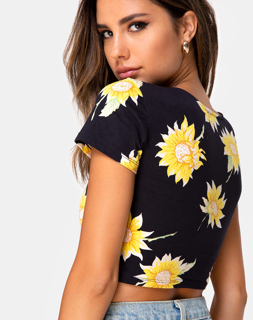 Tindy Crop Top in Sunny Days Black - Image 2