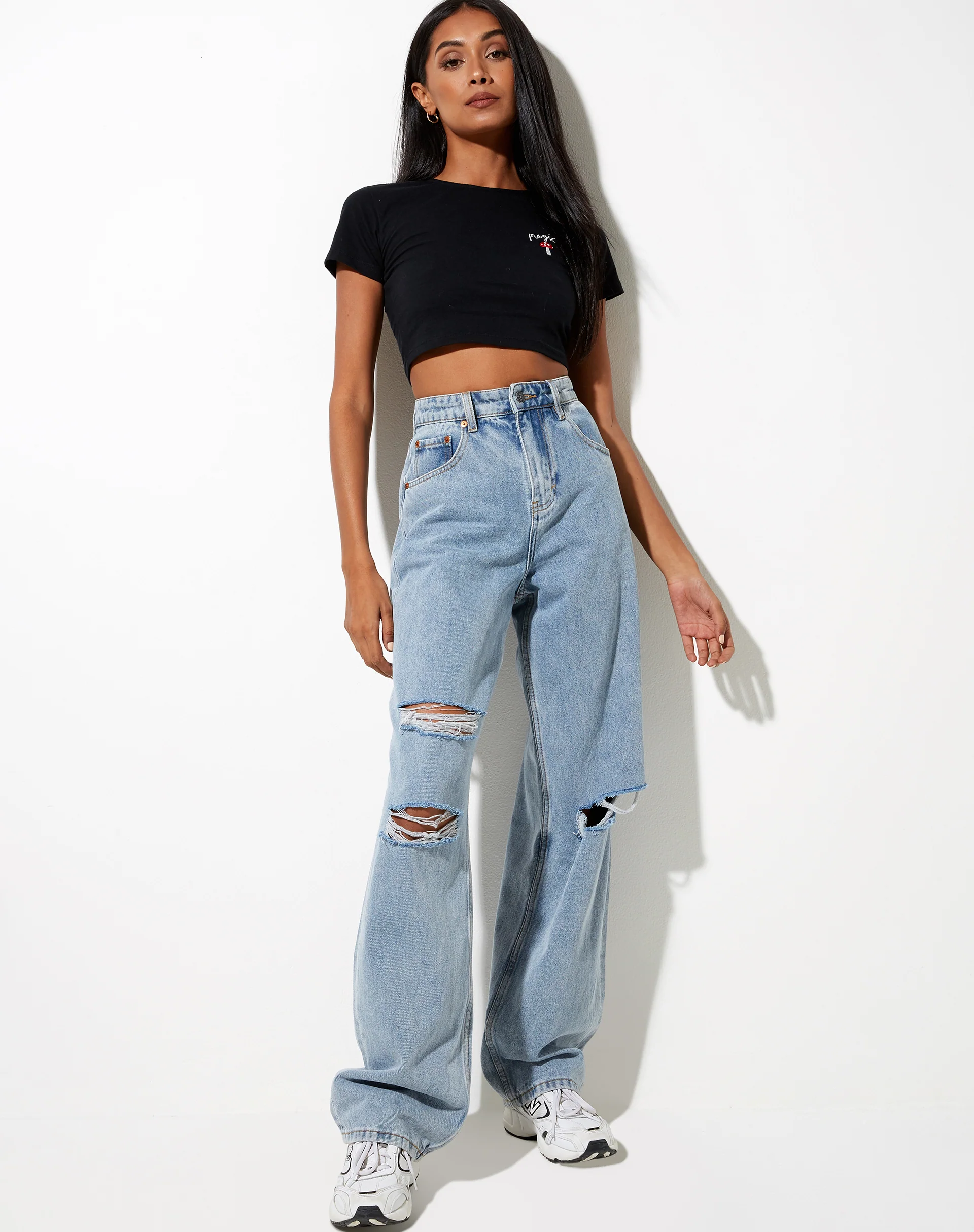 Tindy Crop in Black with Red Mushroom Embro - Image 3