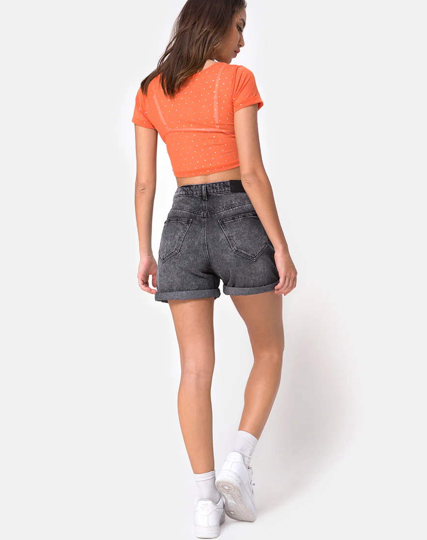 Tindy Crop Top in Crystal Net Orange - Image 4