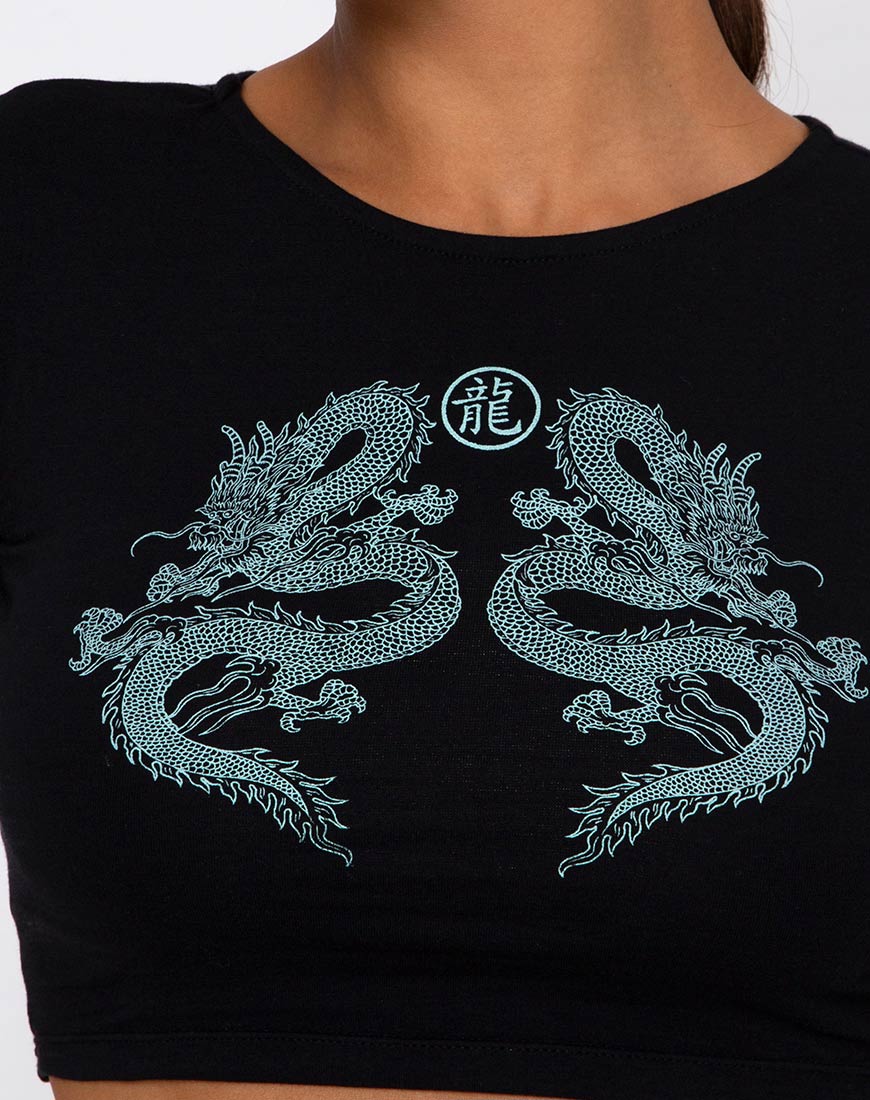 Tindy Top Dragon Flower Black and Mint Placement - Image 6