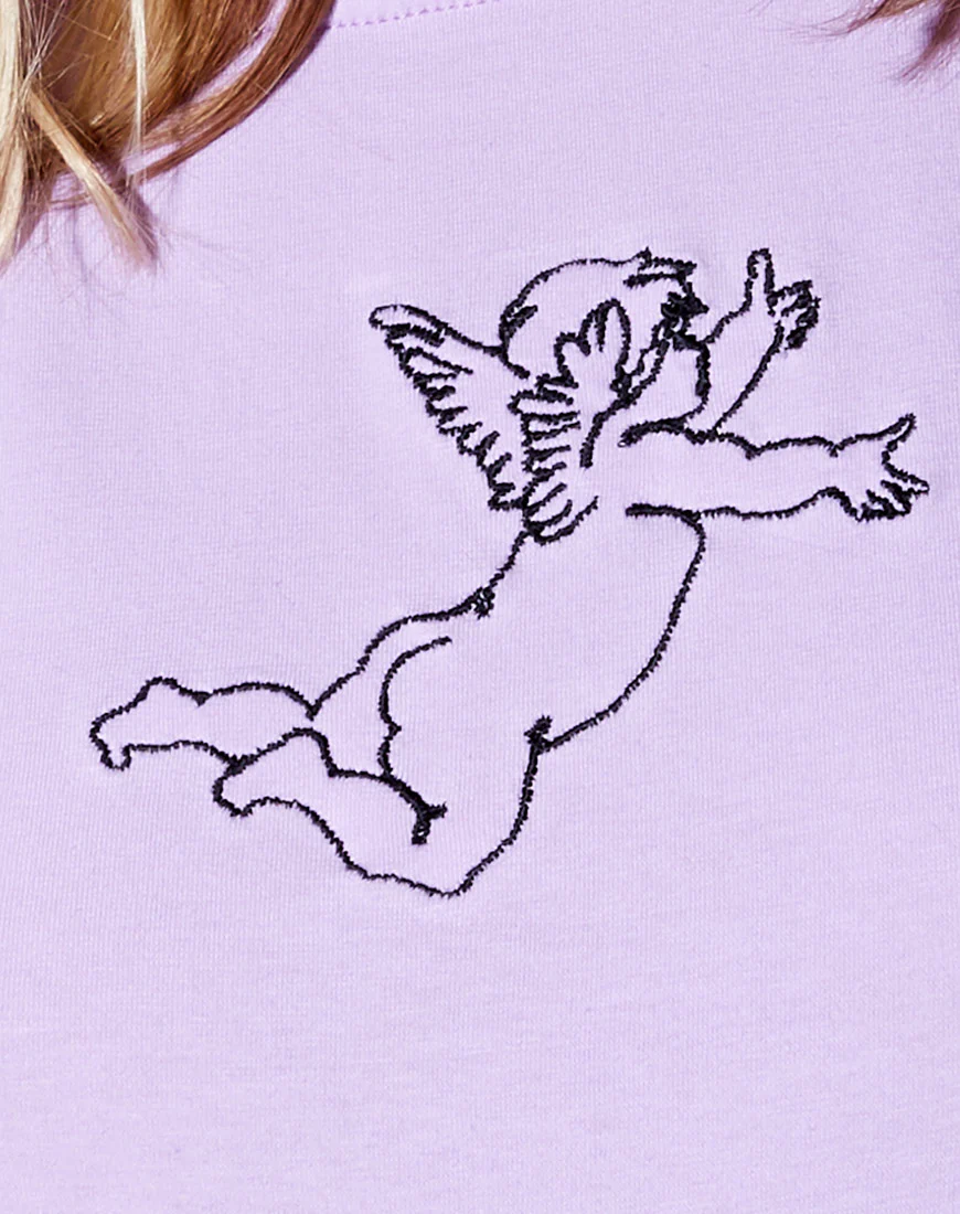 Tindy Crop Top in Lilac Cherub Embro - Image 5
