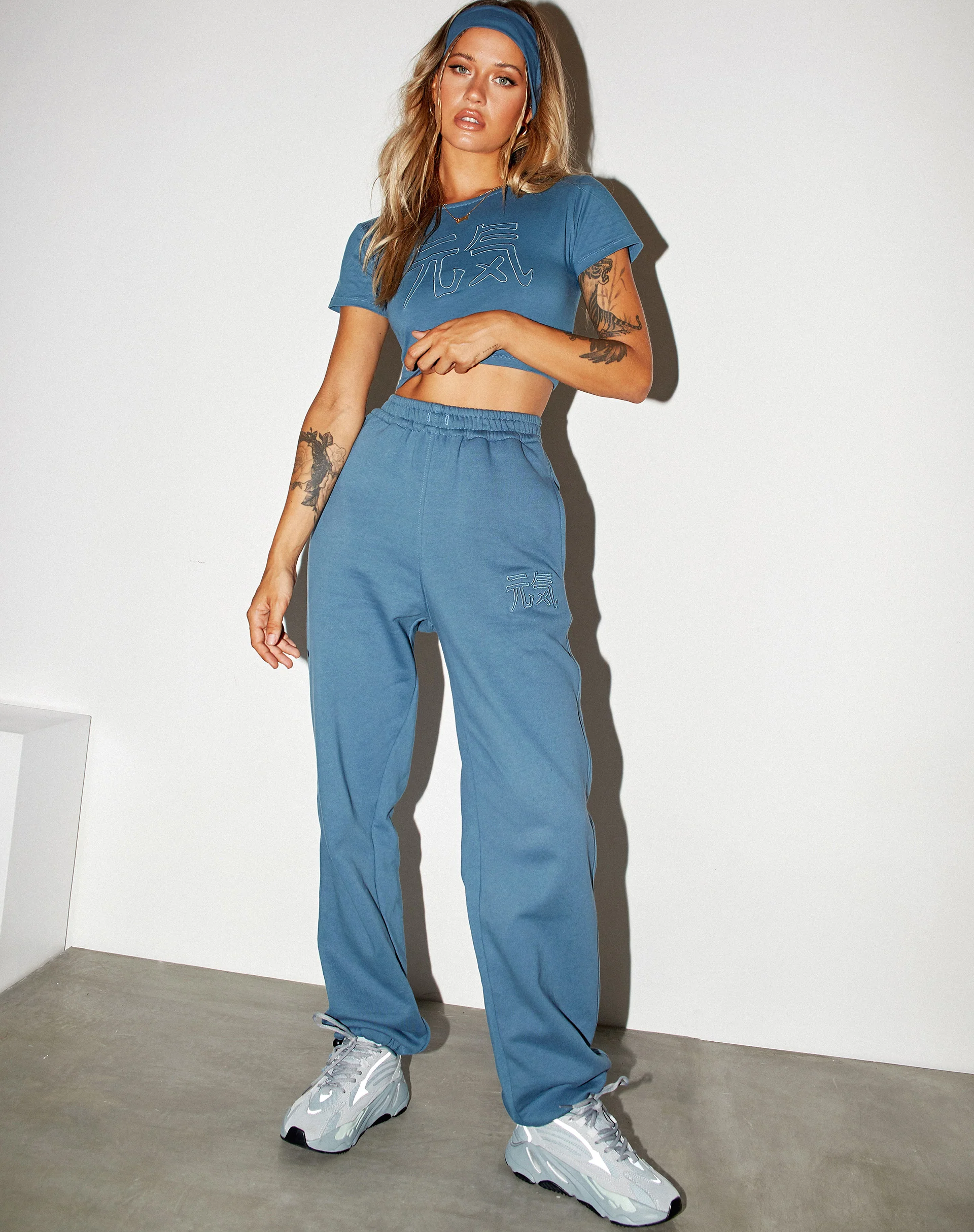 Tindy Crop Top in Mineral Blue Japanese 'Spirit' Embro - Image 4