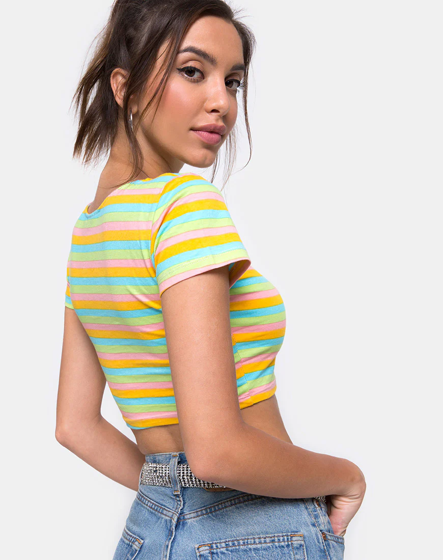 Tindy Crop Top in Sweet Stripe - Image 2