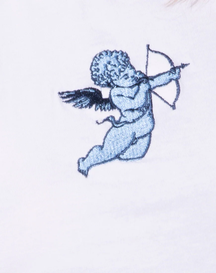 Tindy Crop Top in White Cupid Embro - Image 6