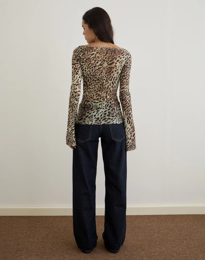 Tineko Long Sleeve Top in Leopard Dance Brown - Image 5
