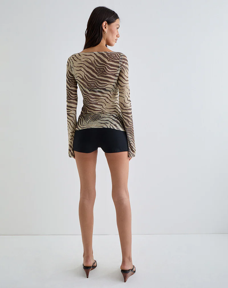 Tineko Long Sleeve Top in Wild Animal Neutral - Image 5