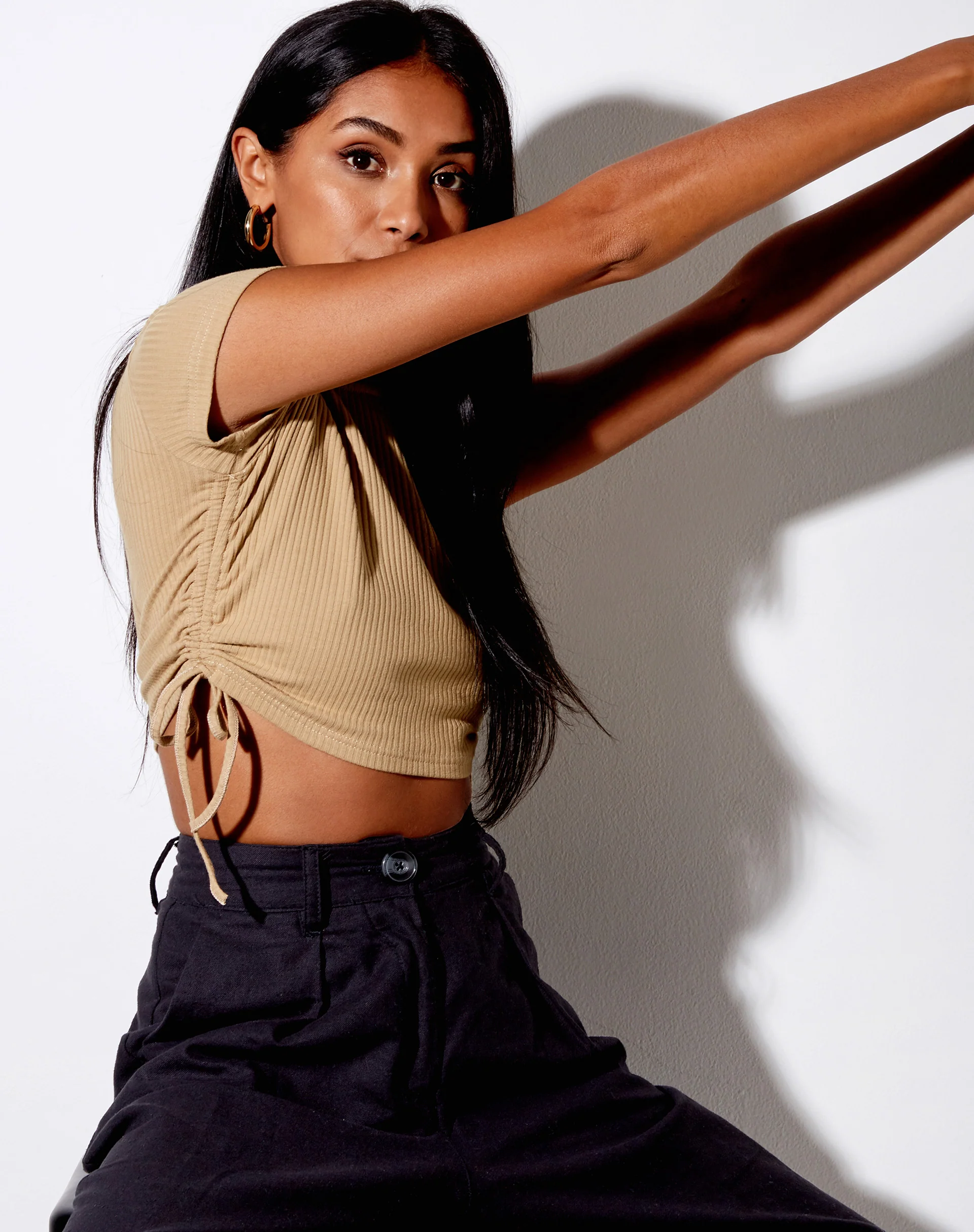 Tiner Crop Top in Rib Cocoa - Image 2