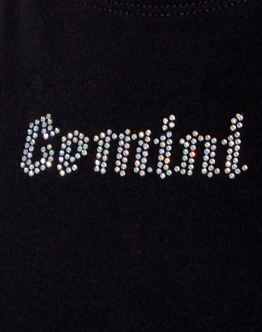 Tiney Crop Tee in Black 'Gemini' Diamante - Image 5