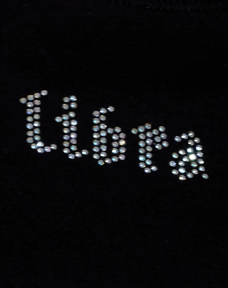 Tiney Crop Tee in Black 'Libra' Diamante - Image 5