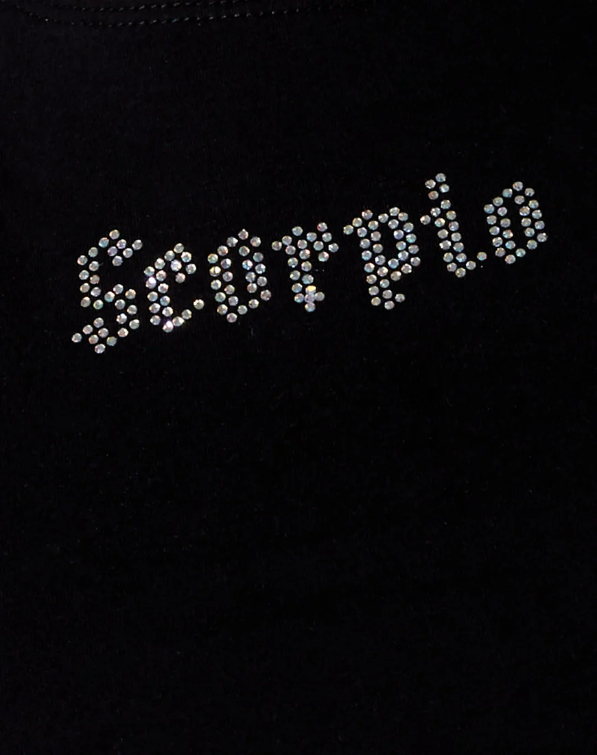 Tiney Crop Tee in Black 'Scorpio' Diamante - Image 5