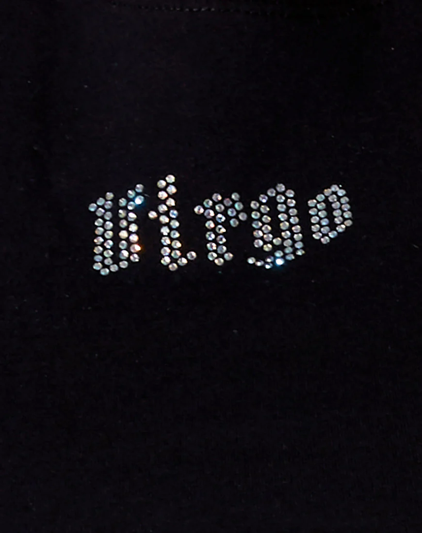 Tiney Crop Tee in Black 'Virgo' Diamante - Image 5