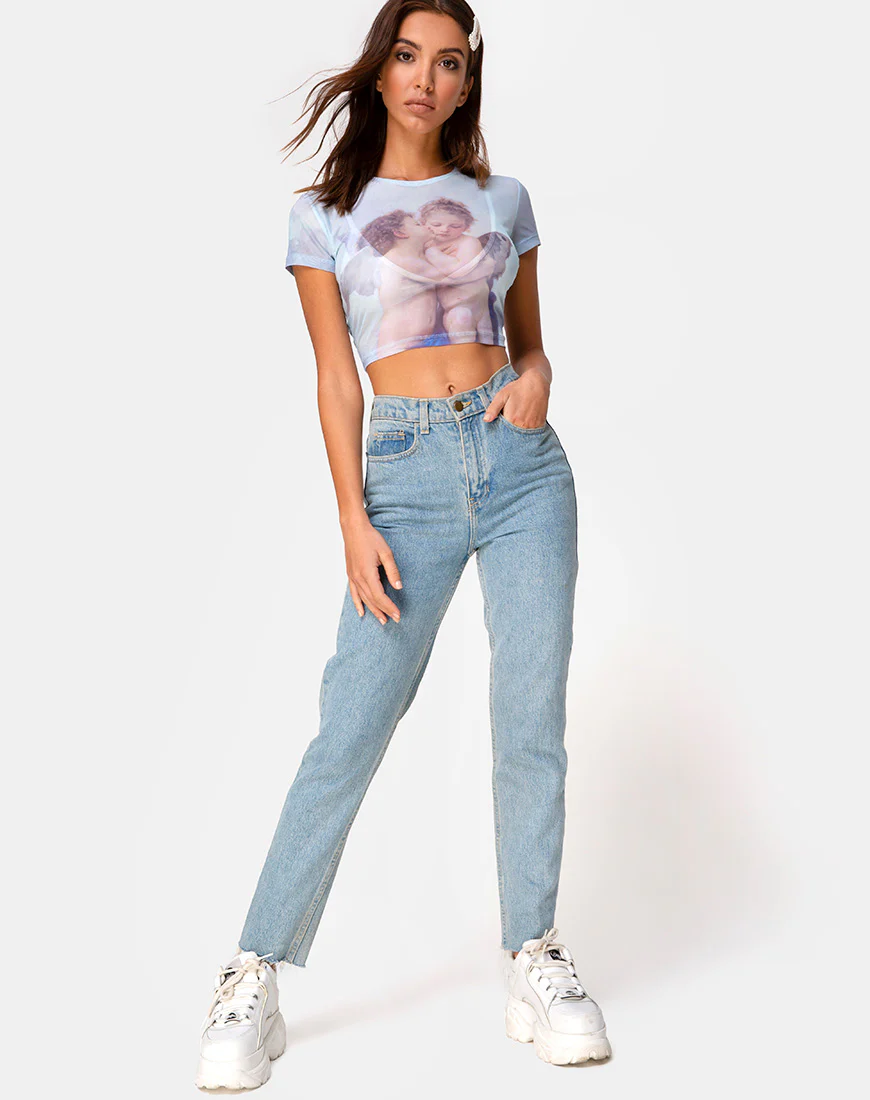 Tiney Crop Top Tee in Cherub Kiss Blue - Image 5