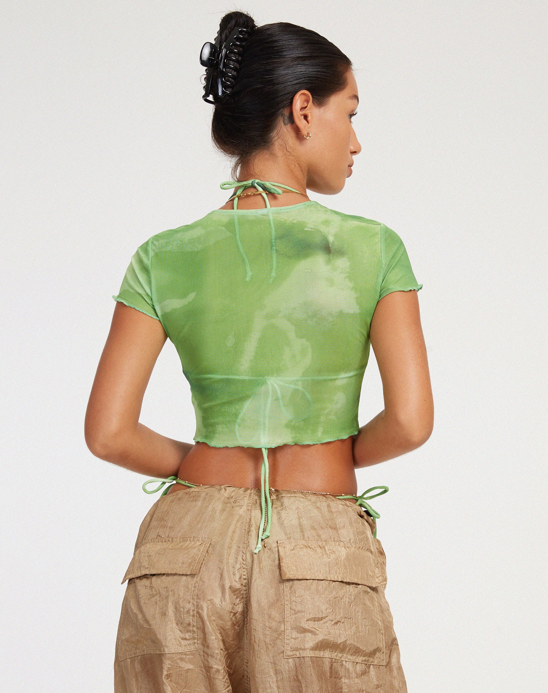 Tiney Crop Top in Watercolour Green - Image 4