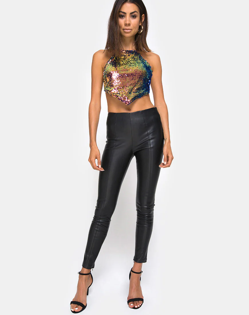 Tini Crop Top in Dragon Fruit Sequin - Image 3