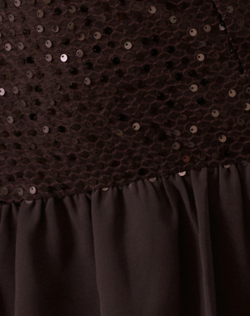 Tinosa Corset Dress in Ruffle Sequin Brown - Image 6