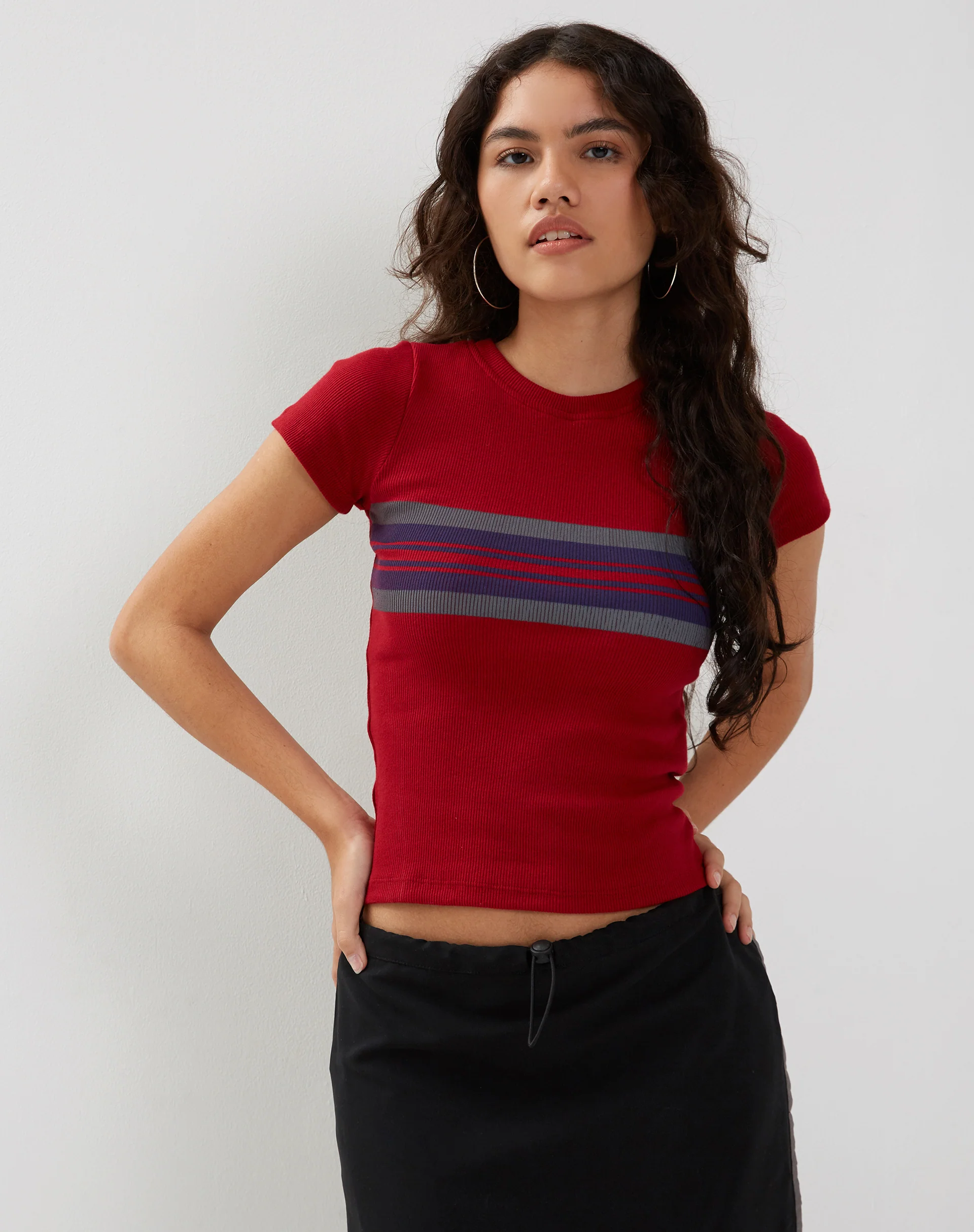 Tiona Top in Adrenalin Red Stripe - Image 2