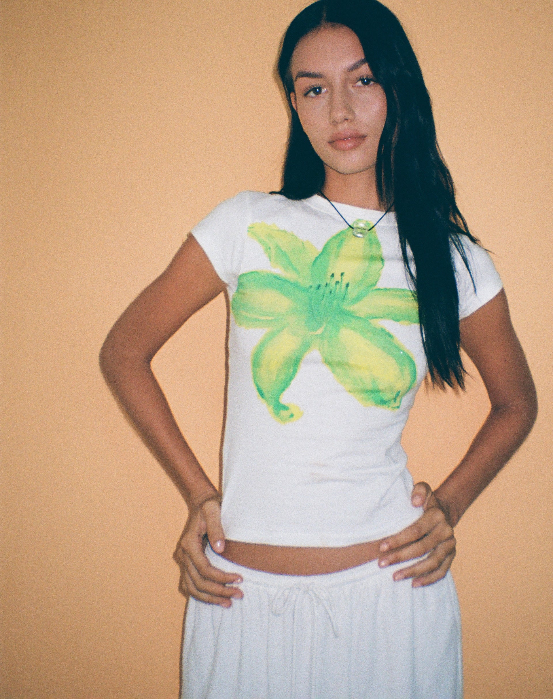 Tiona Printed Tee in Summer Flower Lime - Image 4
