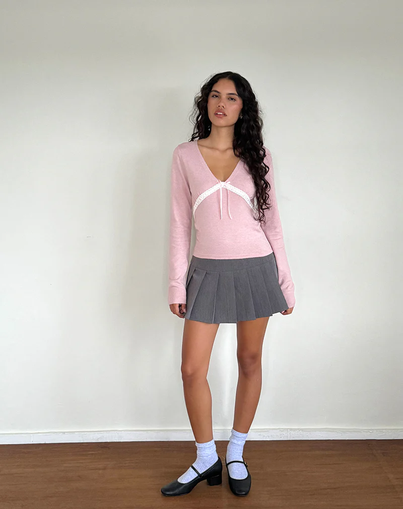 Tirzah Brushed Knit Top in Pink - Image 4