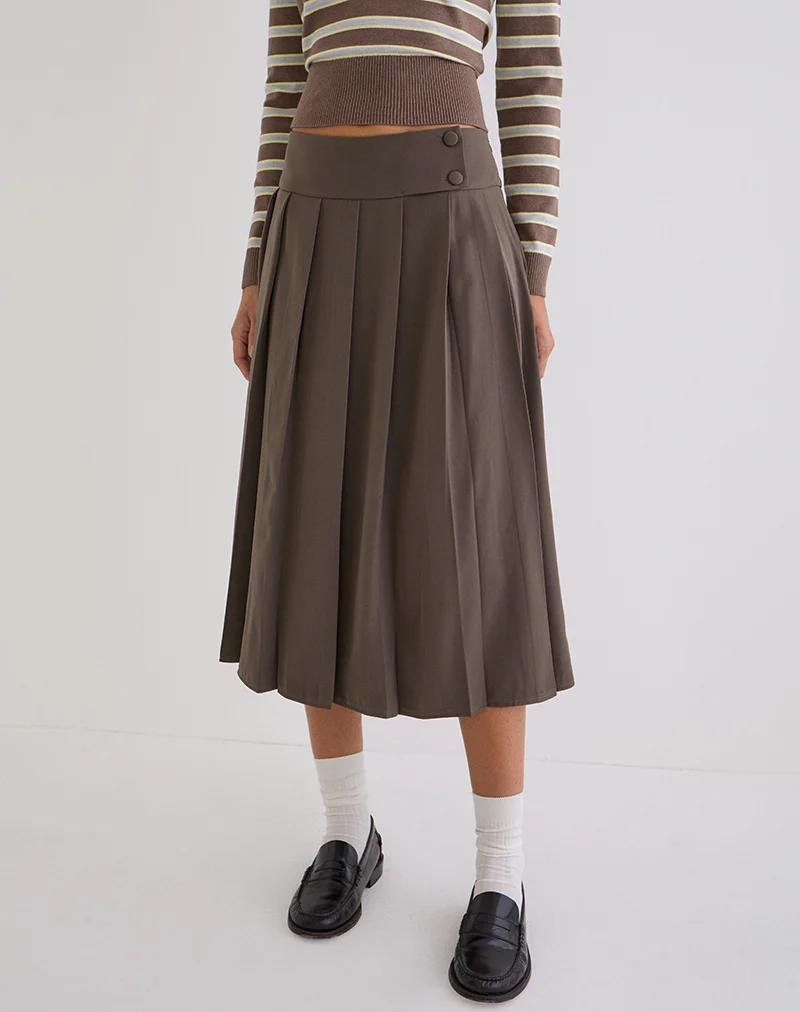 Tisrah Midi Skirt in Truffle - Image 2