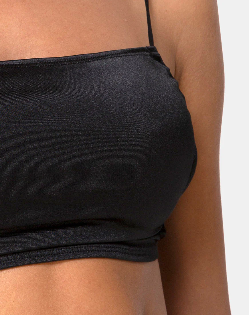 Tisya Crop Top in Satin Black - Image 5