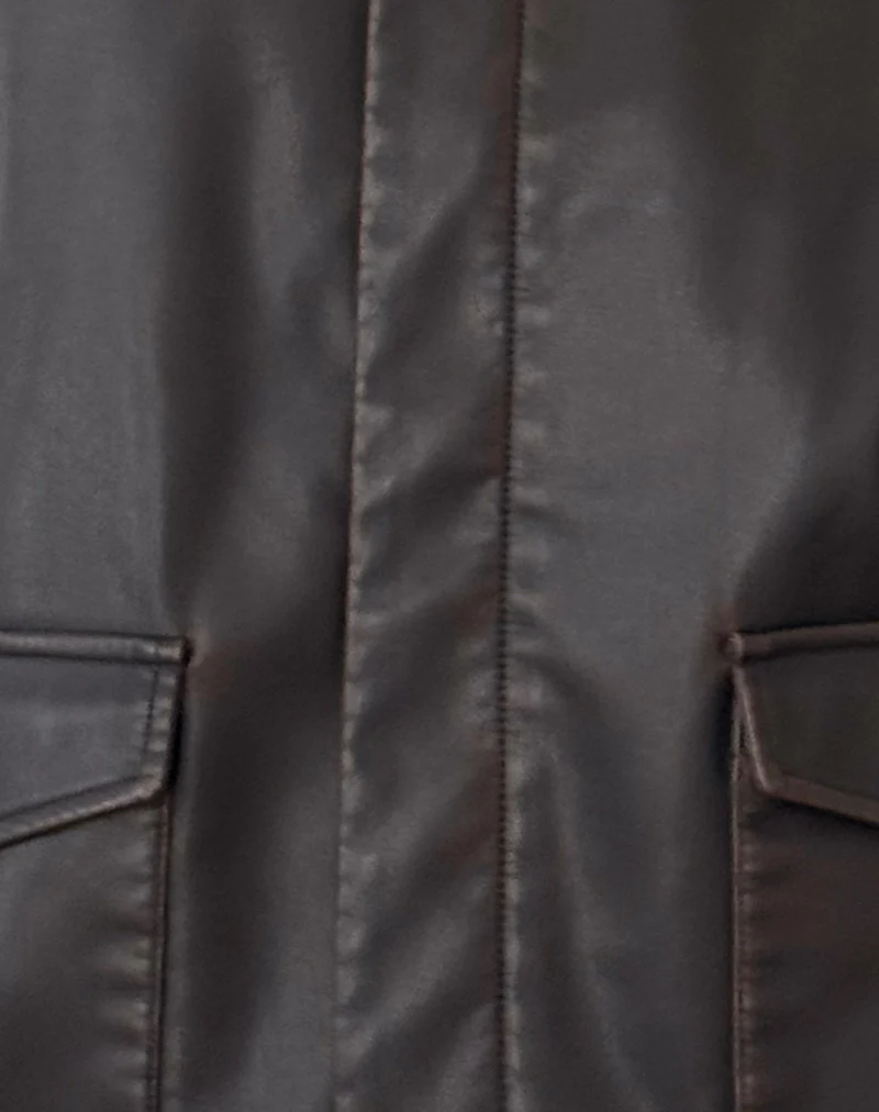 Tobias Jacket in PU Dark Chocolate - Image 6