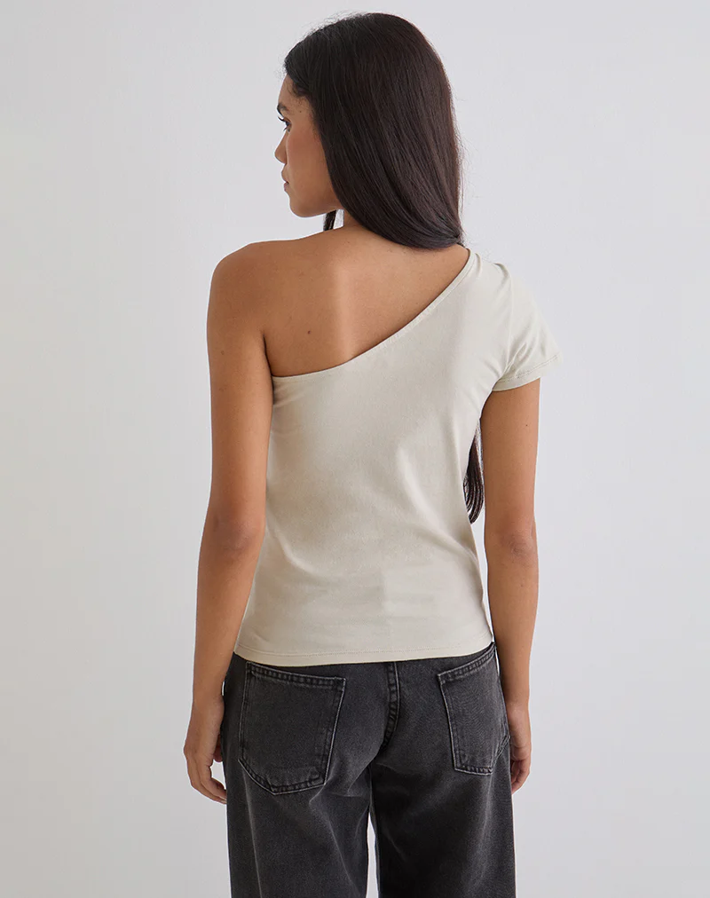Tokiki One Shoulder Top in Jersey Ecru - Image 3