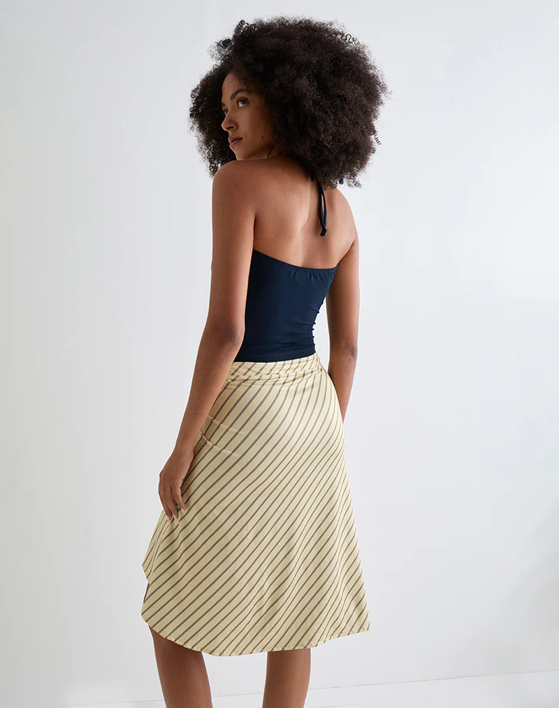 Tomoe Halter Neck Top in Rayon Jersey Navy - Image 4