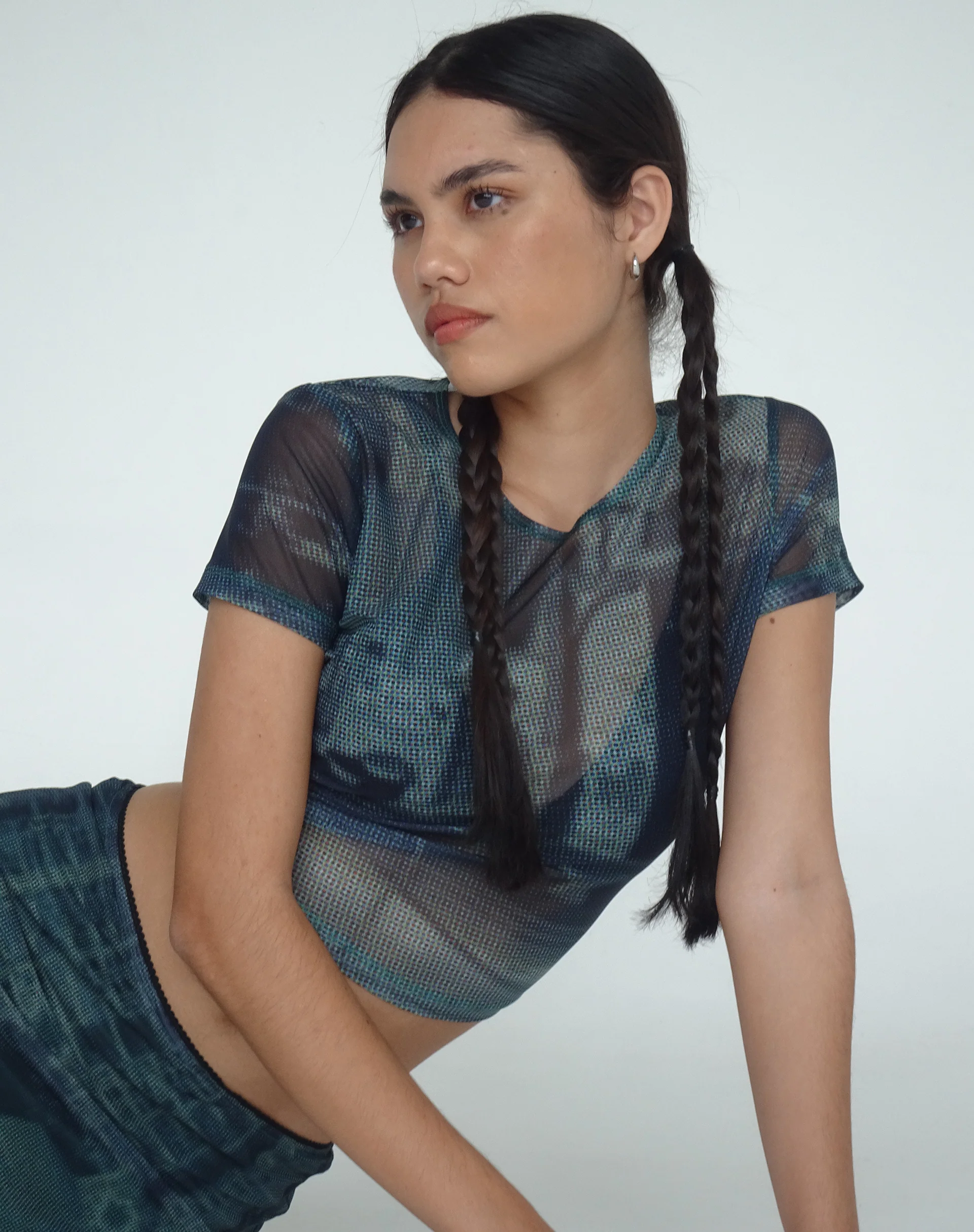 Tonia Cropped Tee in Cityscape Green - Image 2