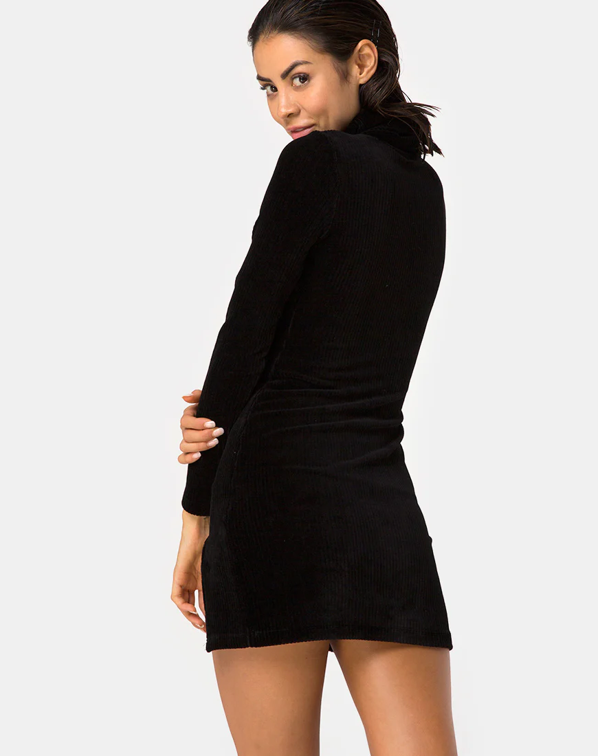 Tor Dress in Velvet Rib Black - Image 2