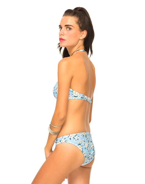 Tormaline Bandeau Bikini Top in Blue White Daisy - Image 2