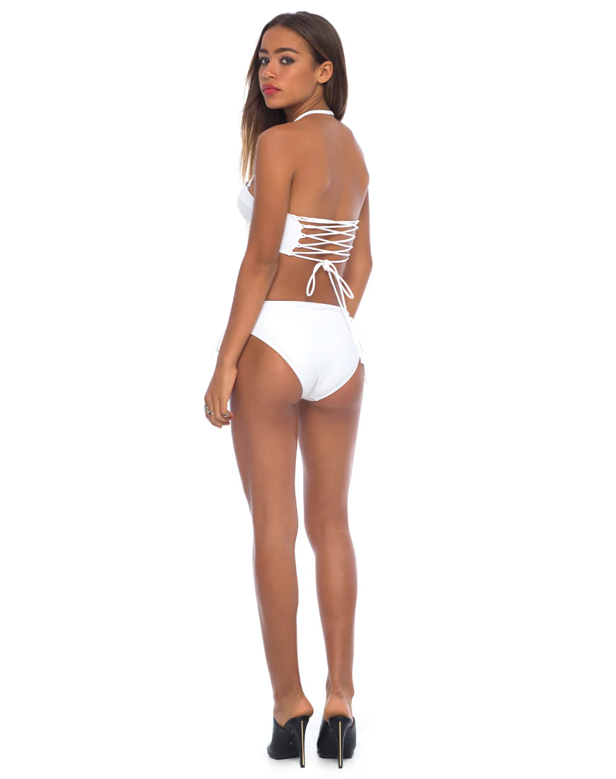 Torte Lace Up Bikini Bottoms in White - Image 3
