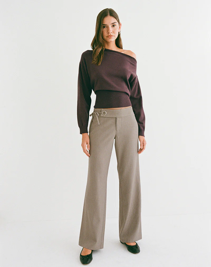 Tova Tie Tailoring Trouser in Khaki Beige - Image 4