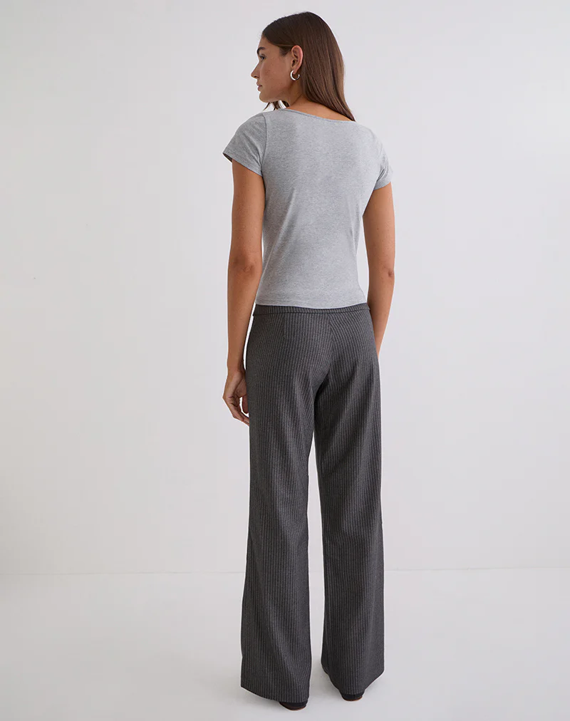 Tova Tie Tailoring Trousers in Pinstripe Grey - Image 4