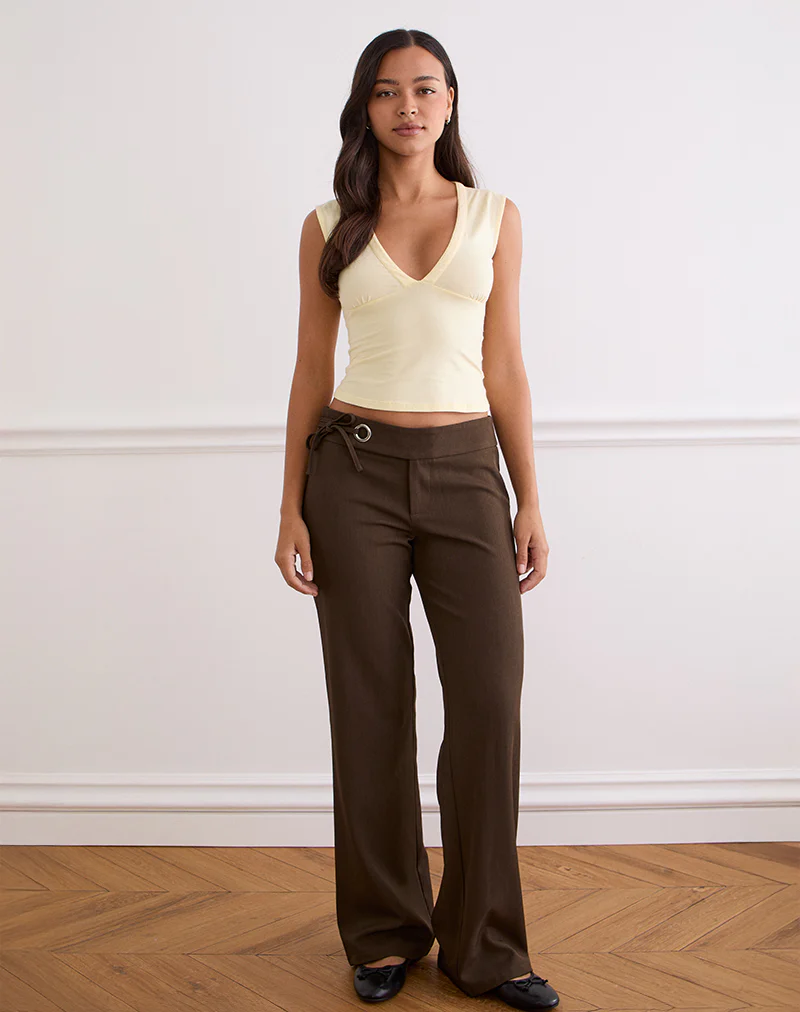 Tova Tie Tailoring Trousers in Chocolate - Image 2