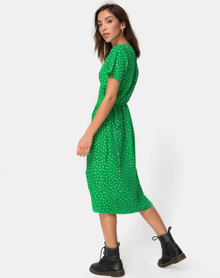 Trasti Wrap Dress in Mini Diana Dot Green - Image 4