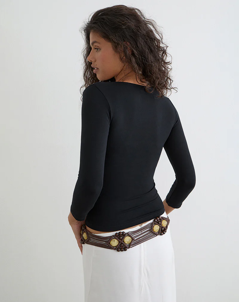 Trudis Wrap Top in Jersey Black - Image 4
