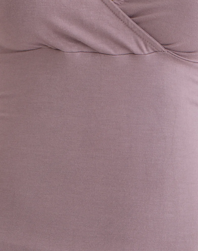Trudis Wrap Top in Jersey Dusty Mauve - Image 5