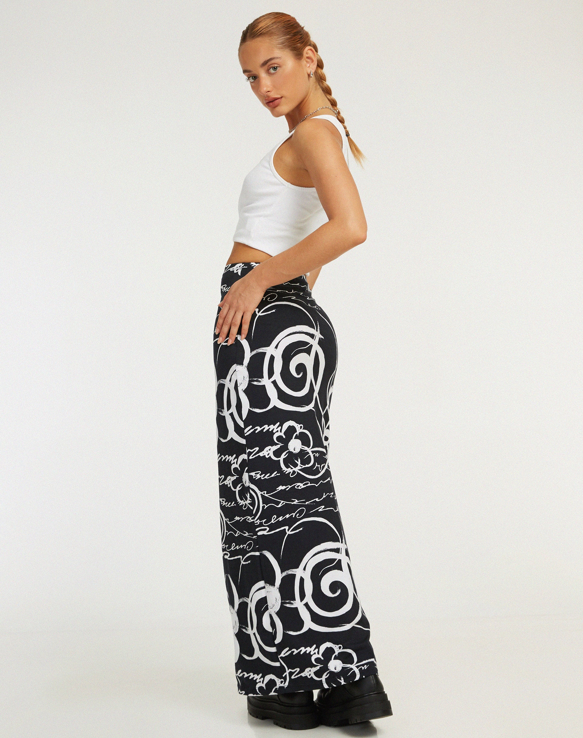 Tsuna Maxi Skirt in Mono Doodle Black - Image 3
