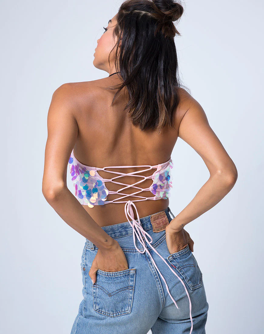 Tube Top in Unicorn Disc Sequin - Image 2