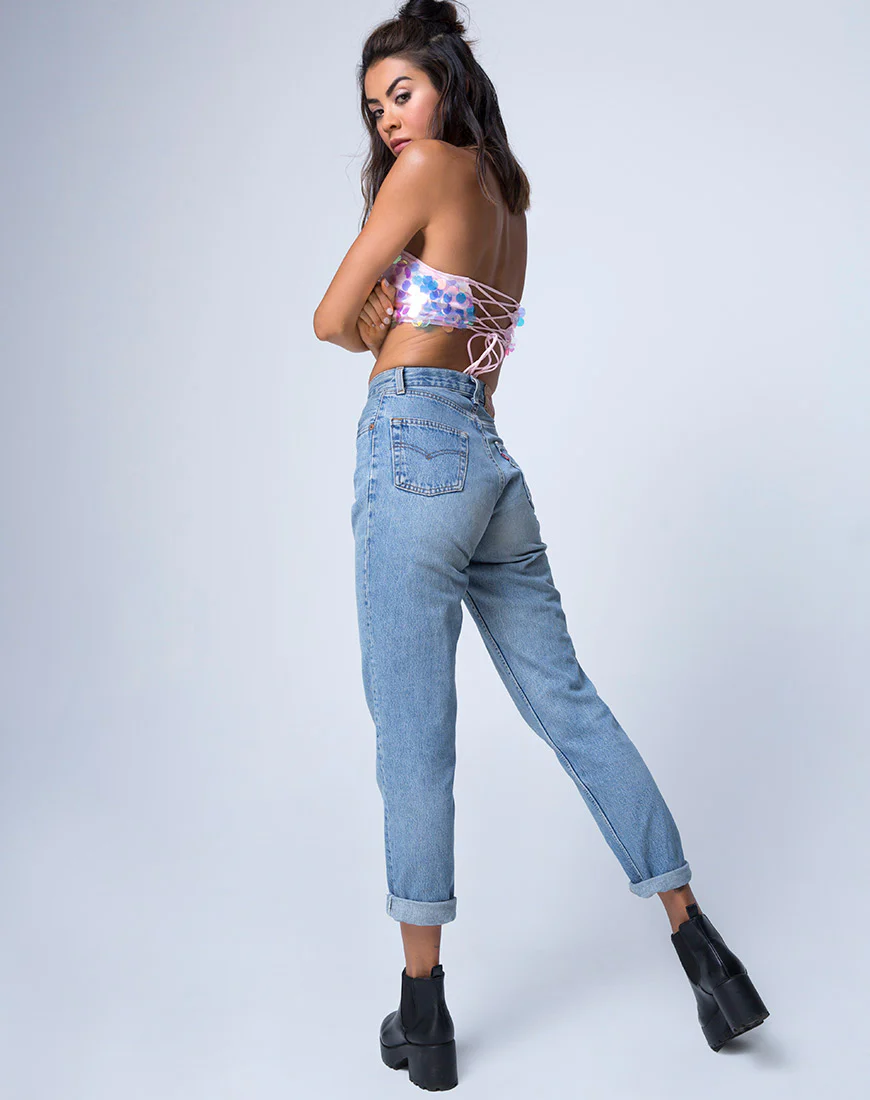 Tube Top in Unicorn Disc Sequin - Image 4