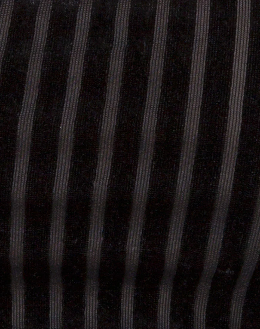 Tube Top in Velvet Sheer Stripe Black  X Princess Polly - Image 5