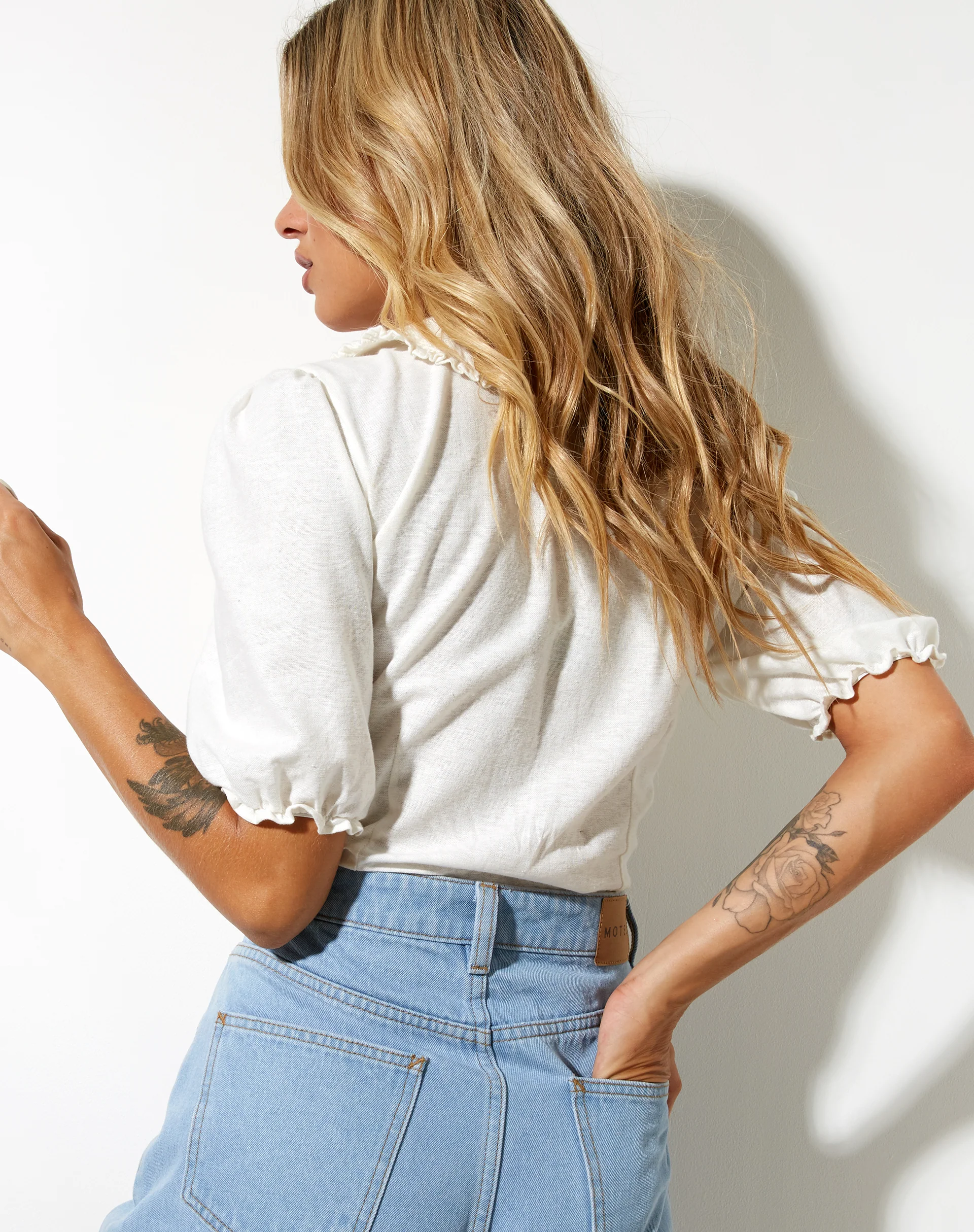 Tucci Top in White Strawberry Embro - Image 2