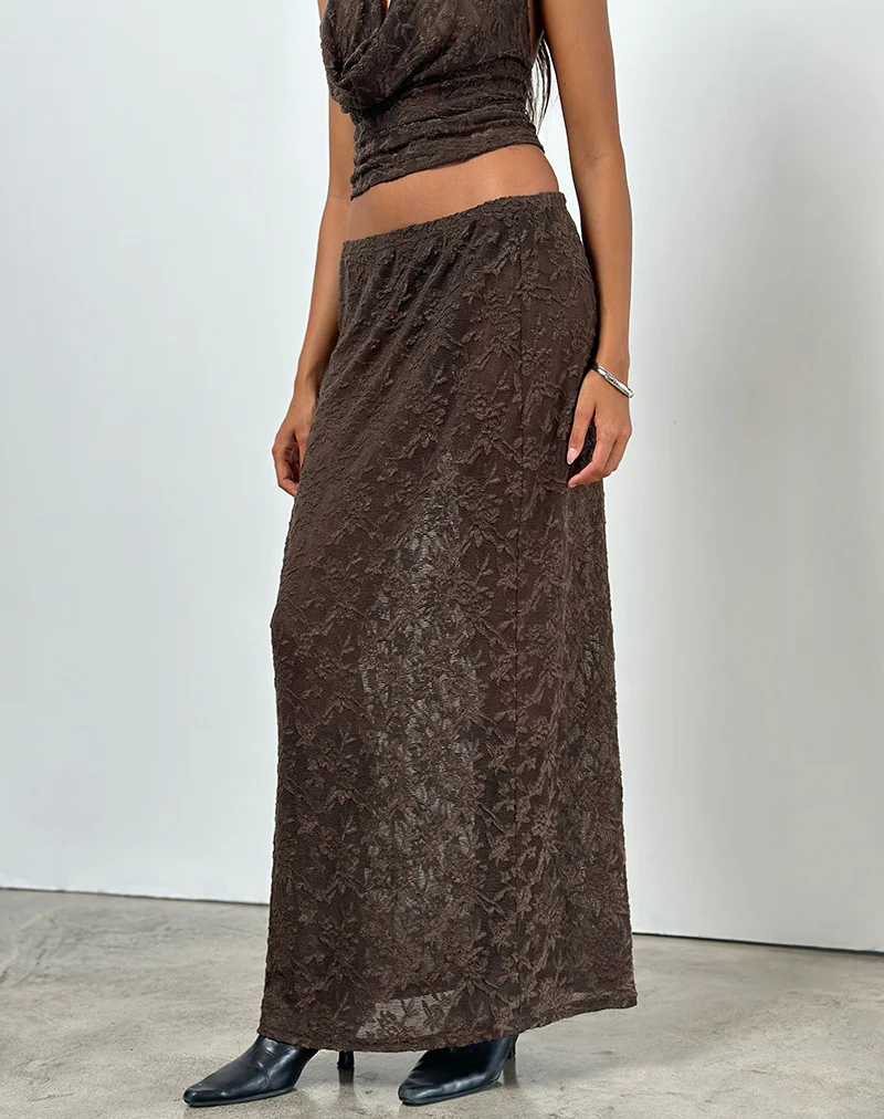 Tulus Skirt in Jacquard Knit Dark Brown - Image 5